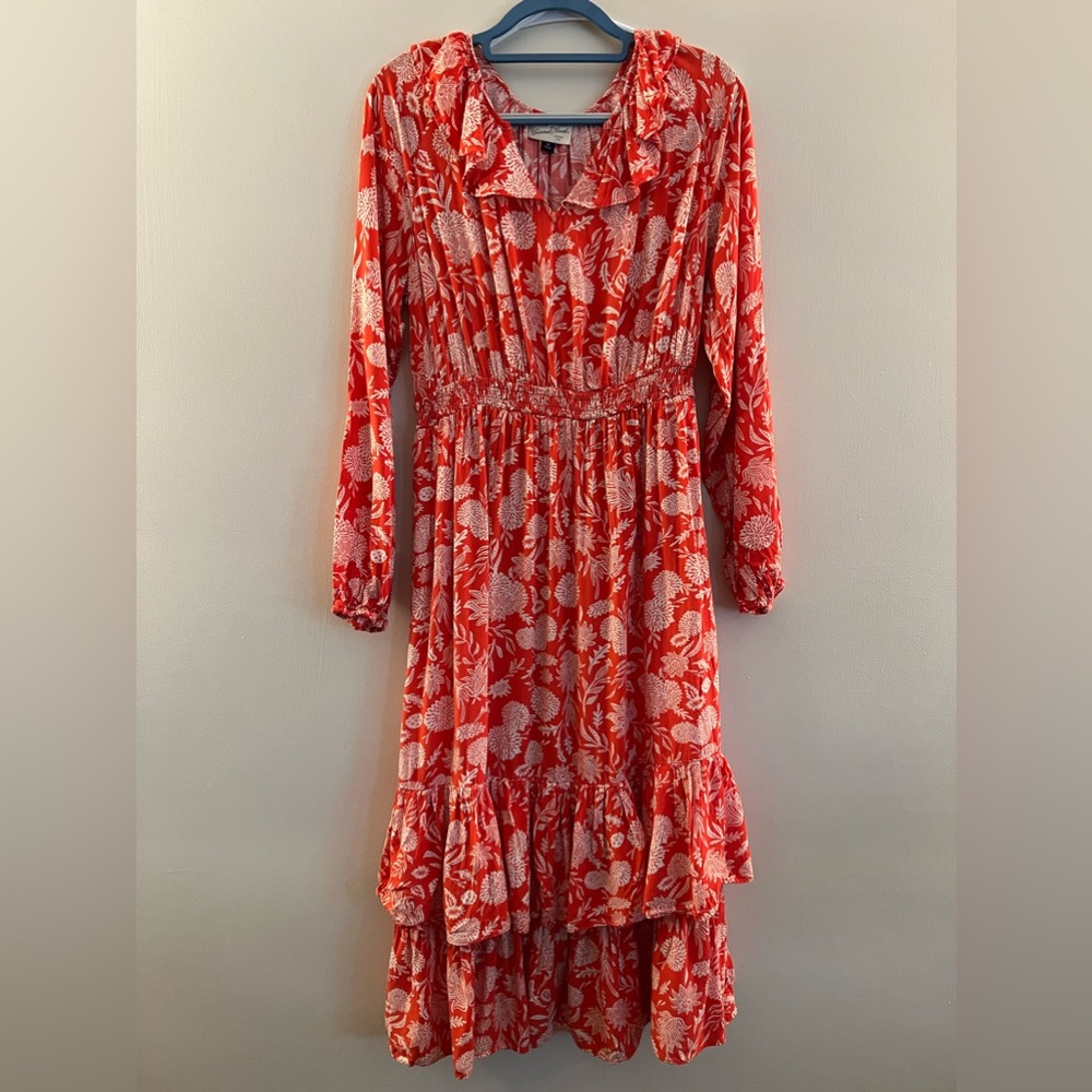 Universal Thread Orange Boho Ruffle Maxi Dress - M